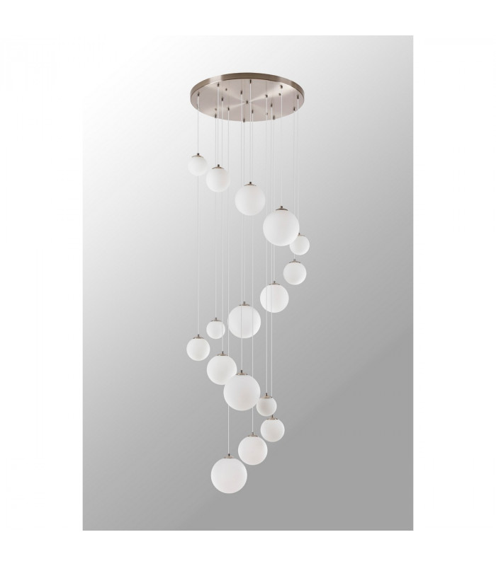 Marshall Ceiling Pendant 16 Light G9 Satin Nickel Opal Glass-9