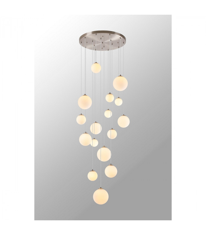 Marshall Ceiling Pendant 16 Light G9 Satin Nickel Opal Glass-10