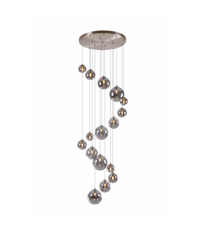 Marshall Ceiling Pendant 16 Light G9 Satin Nickel Smoke Plated Glass-1
