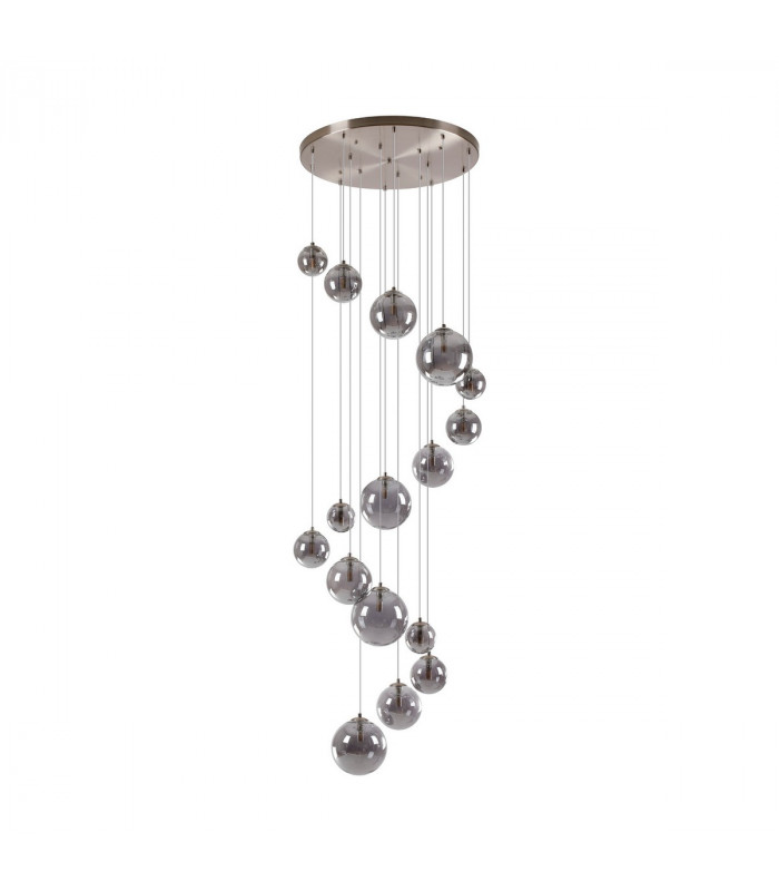 Marshall Ceiling Pendant 16 Light G9 Satin Nickel Smoke Plated Glass-4