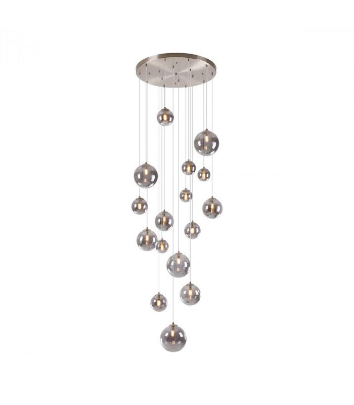 Marshall Ceiling Pendant 16 Light G9 Satin Nickel Smoke Plated Glass-5