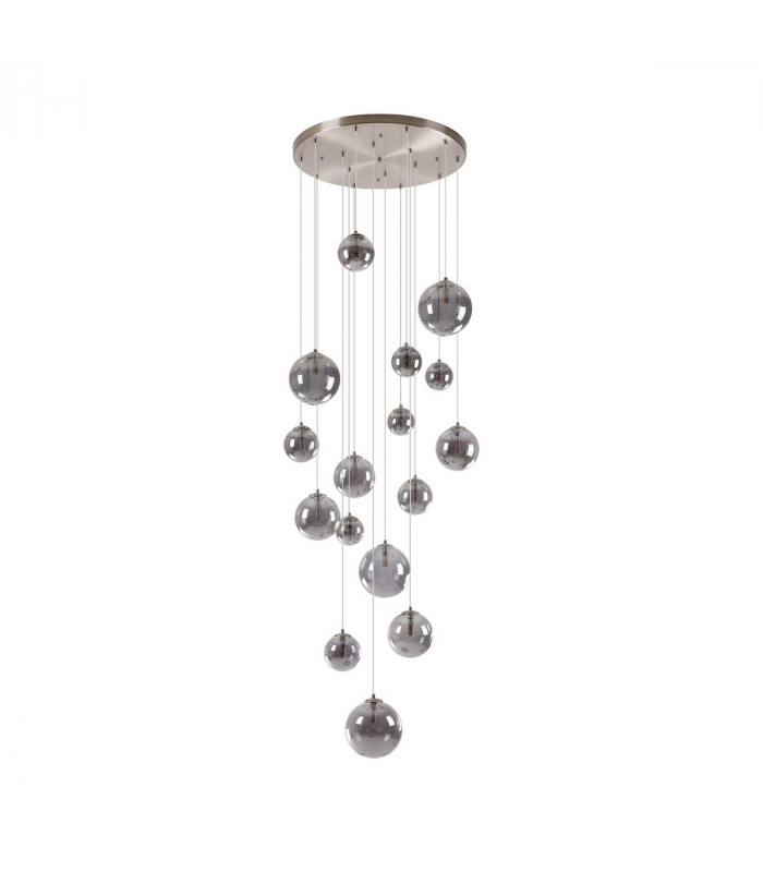 Marshall Ceiling Pendant 16 Light G9 Satin Nickel Smoke Plated Glass-6