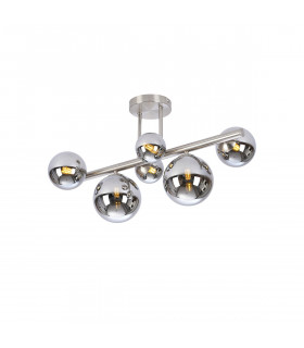 Marshall Semi Flush Ceiling Lamp 6 Light G9 Satin Nickel Chrome Plated Glass-1