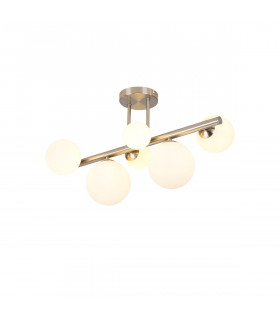 Marshall Semi Flush Ceiling Lamp 6 Light G9 Satin Nickel Opal Glass-1