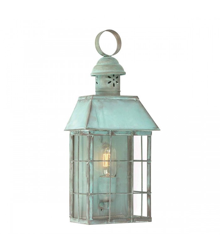1 Light Outdoor Wall Lantern Light Verdigris IP44, E27 - 1