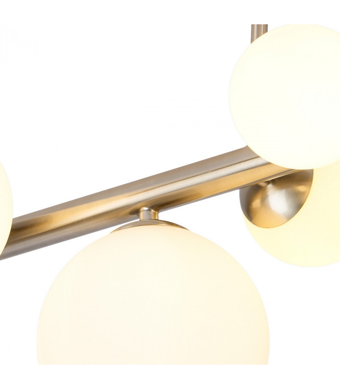 Marshall Semi Flush Ceiling Lamp 6 Light G9 Satin Nickel Opal Glass-6