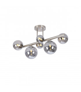 Marshall Semi Flush Ceiling Lamp 6 Light G9 Satin Nickel Smoke Plated Glass-1