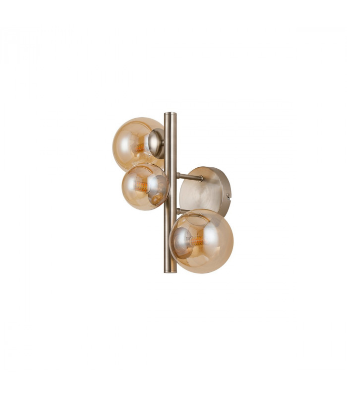 Marshall Wall Lamp 3 Light G9 Satin Nickel Amber Plated Glass-4