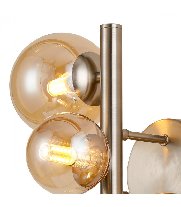 Marshall Wall Lamp 3 Light G9 Satin Nickel Amber Plated Glass-5