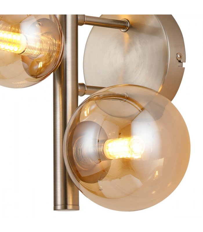 Marshall Wall Lamp 3 Light G9 Satin Nickel Amber Plated Glass-6