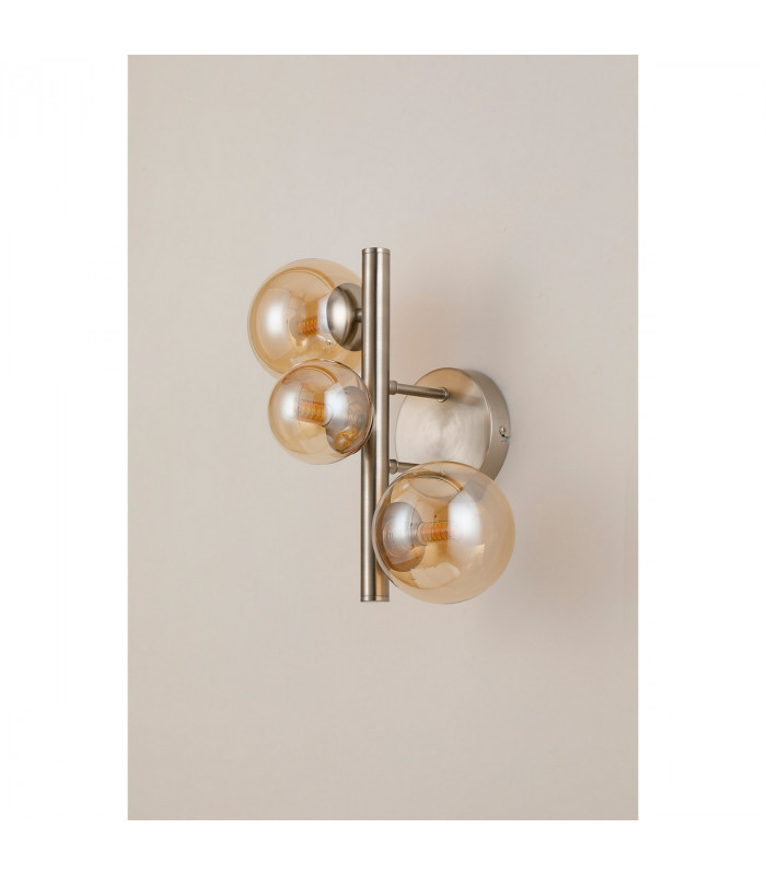 Marshall Wall Lamp 3 Light G9 Satin Nickel Amber Plated Glass-7