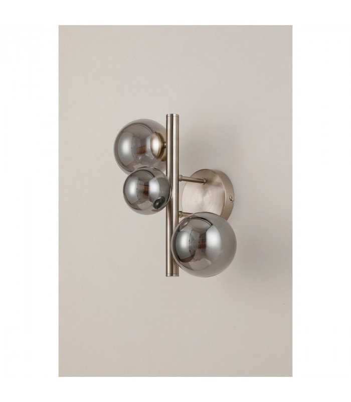 Marshall Wall Lamp 3 Light G9 Satin Nickel Smoke Plated Glass-7