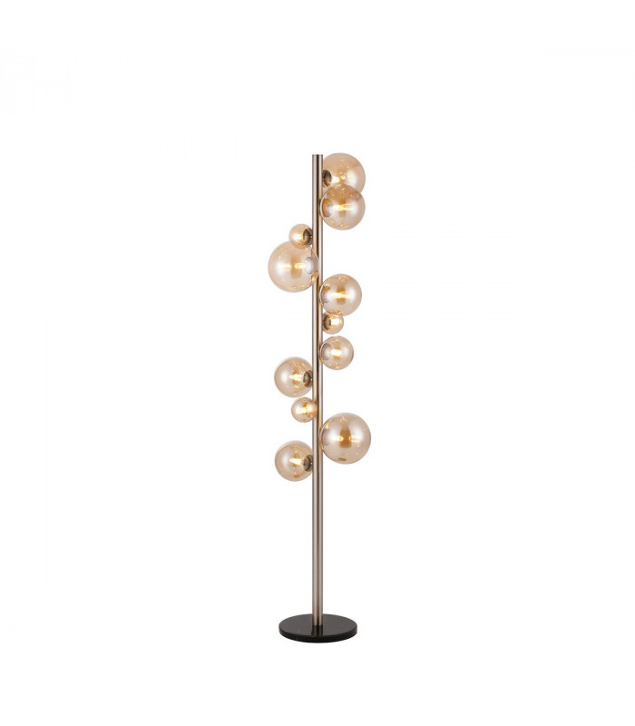 Marshall Floor Lamp 11 Light G9 Satin Nickel Amber Plated Glass-1