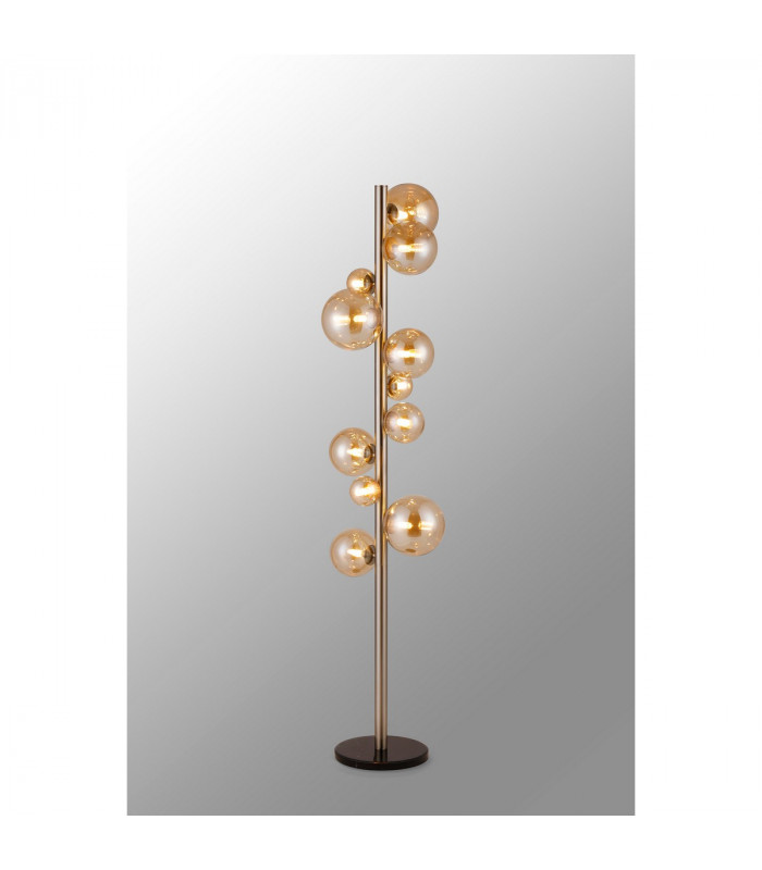 Marshall Floor Lamp 11 Light G9 Satin Nickel Amber Plated Glass-3