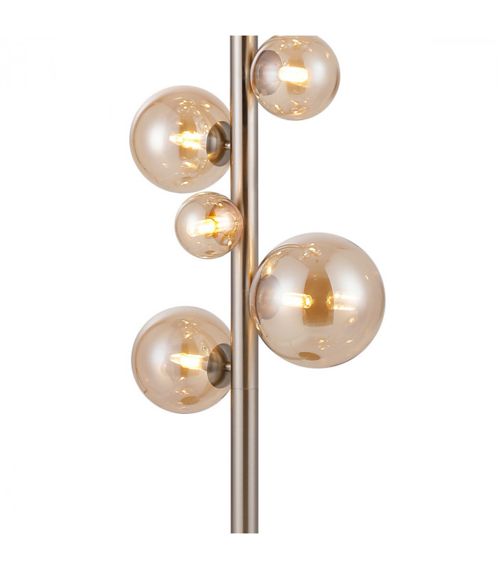 Marshall Floor Lamp 11 Light G9 Satin Nickel Amber Plated Glass-7
