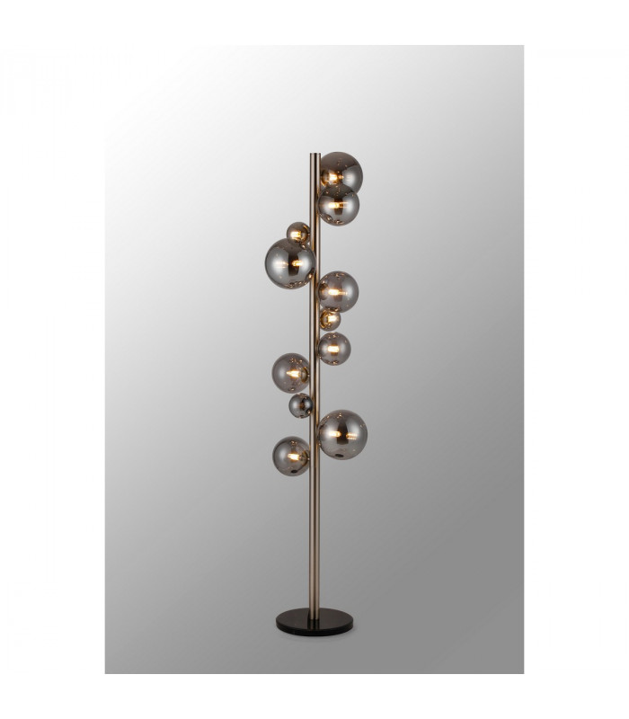 Marshall Floor Lamp 11 Light G9 Satin Nickel Smoke Plated Glass-3