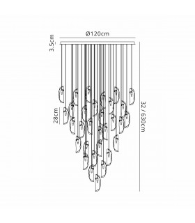 Marilla Ceiling Pendant 6m 32 Light G9 Polished Chrome Clear & Amber & Smoked Glass-2