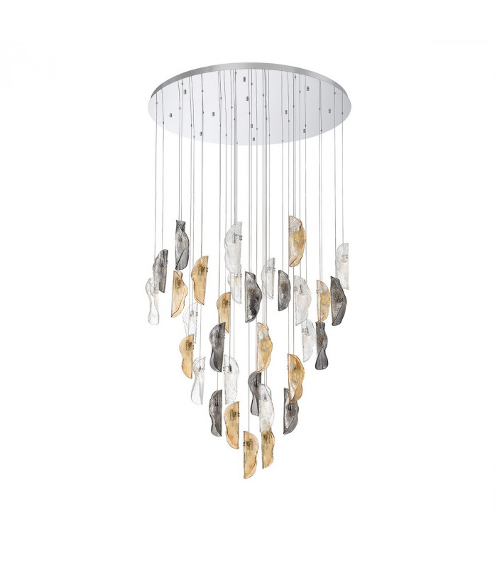 Marilla Ceiling Pendant 6m 32 Light G9 Polished Chrome Clear & Amber & Smoked Glass-5