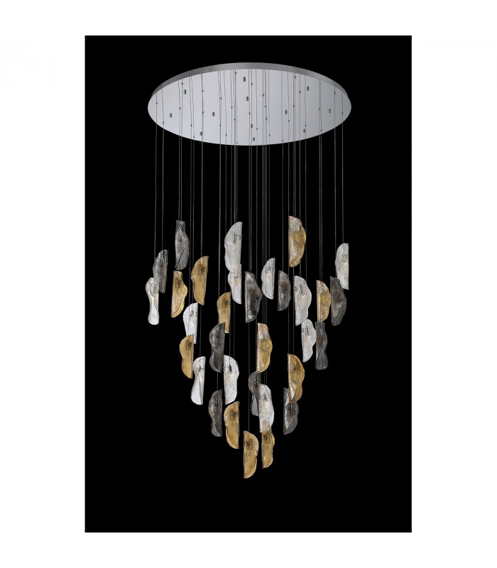 Marilla Ceiling Pendant 6m 32 Light G9 Polished Chrome Clear & Amber & Smoked Glass-8