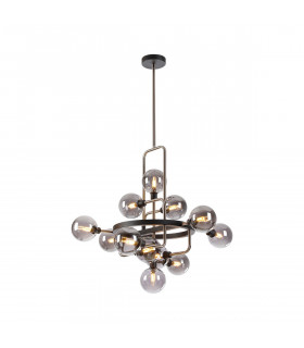 Humphrey Fixed Ceiling Pendant 12 Light G9 Graphite Satin Nickel Smoke Glass-1