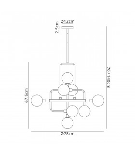 Humphrey Fixed Ceiling Pendant 12 Light G9 Graphite Satin Nickel Smoke Glass-2