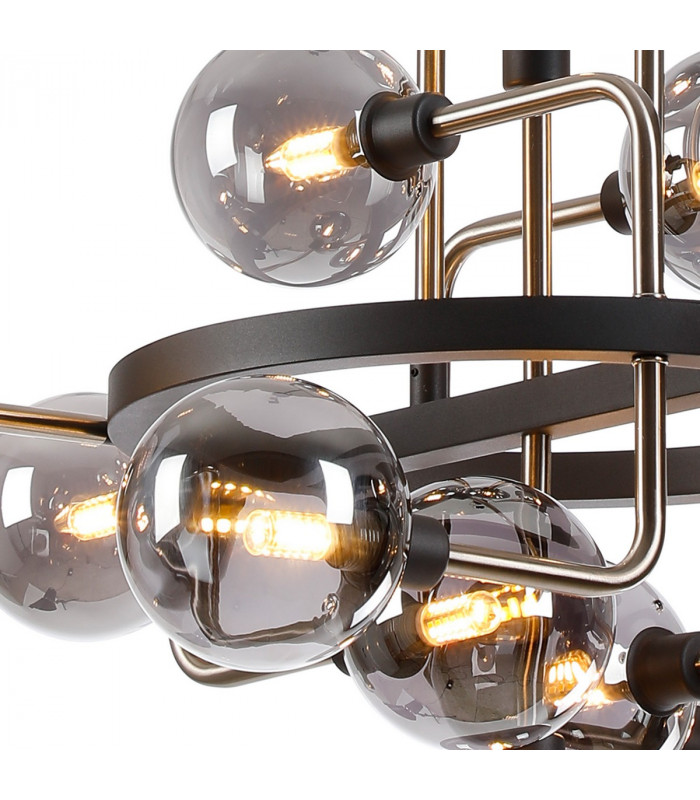 Humphrey Fixed Ceiling Pendant 12 Light G9 Graphite Satin Nickel Smoke Glass-5