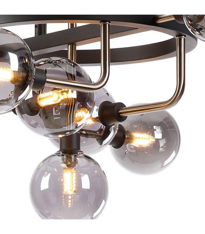 Humphrey Fixed Ceiling Pendant 12 Light G9 Graphite Satin Nickel Smoke Glass-6