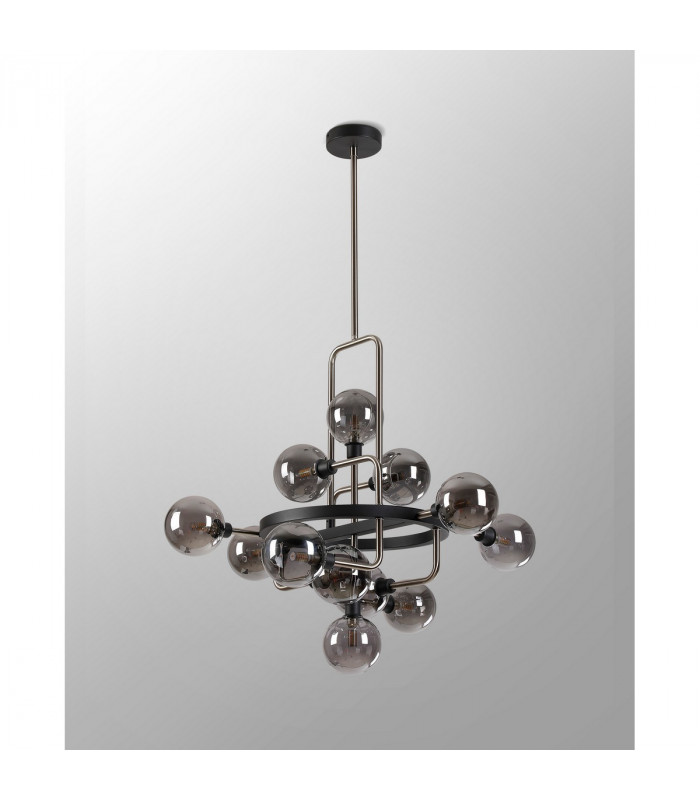 Humphrey Fixed Ceiling Pendant 12 Light G9 Graphite Satin Nickel Smoke Glass-8