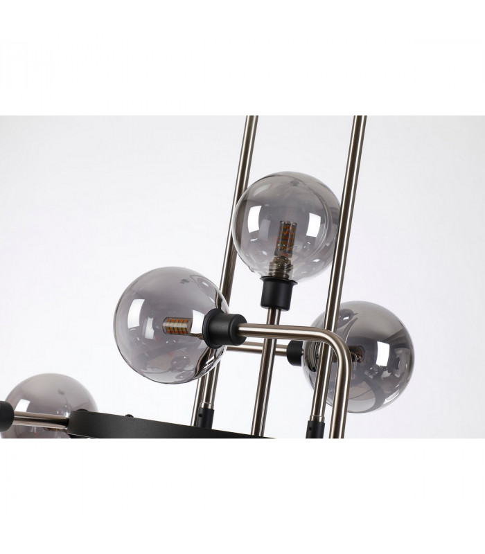 Humphrey Fixed Ceiling Pendant 12 Light G9 Graphite Satin Nickel Smoke Glass-9