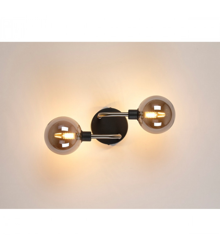 Humphrey Wall Lamp 2 Light G9 Graphite Satin Nickel Smoke Glass-3