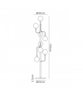 Humphrey Floor Lamp 8 Light G9 Graphite Satin Nickel Smoke Glass-2