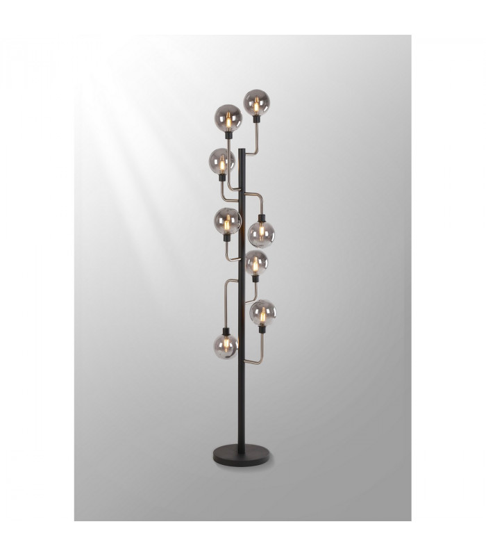 Humphrey Floor Lamp 8 Light G9 Graphite Satin Nickel Smoke Glass-3