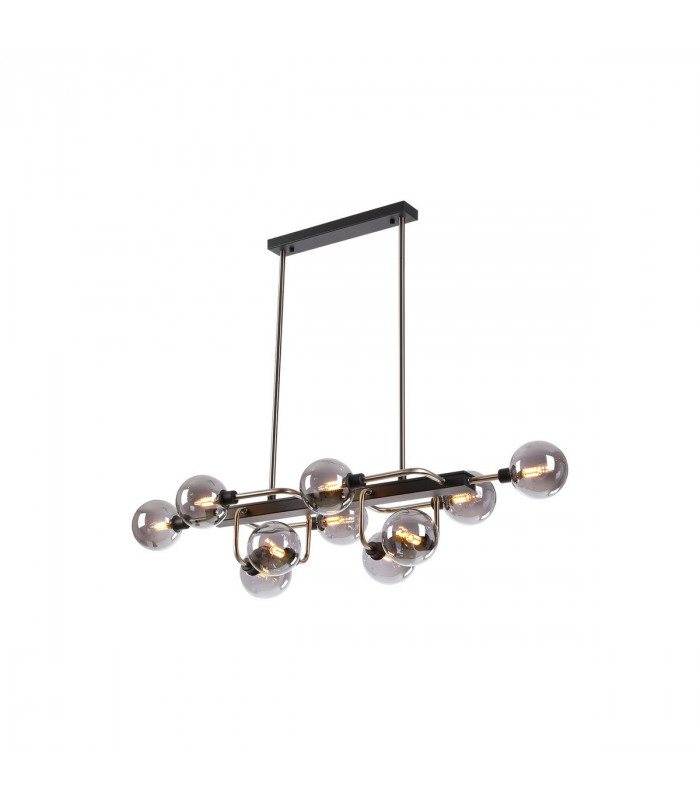 Humphrey Fixed Ceiling Pendant Ceiling Lamp 10 Light G9 Graphite Satin Nickel Smoke Glass-1
