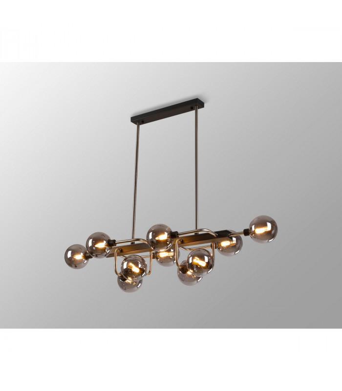 Humphrey Fixed Ceiling Pendant Ceiling Lamp 10 Light G9 Graphite Satin Nickel Smoke Glass-3
