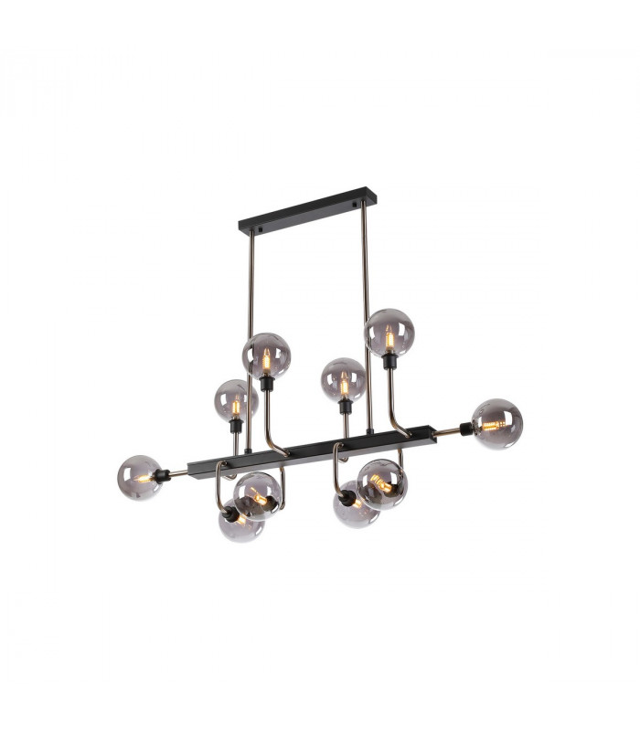 Humphrey Fixed Ceiling Pendant Ceiling Lamp 10 Light G9 Graphite Satin Nickel Smoke Glass-5