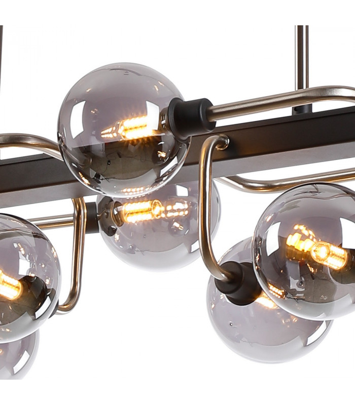 Humphrey Fixed Ceiling Pendant Ceiling Lamp 10 Light G9 Graphite Satin Nickel Smoke Glass-8