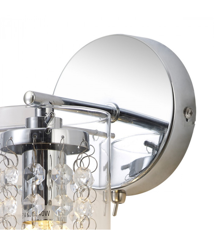 Russia Wall Lamp Switched E14 Polished Chrome Crystal Glass-6