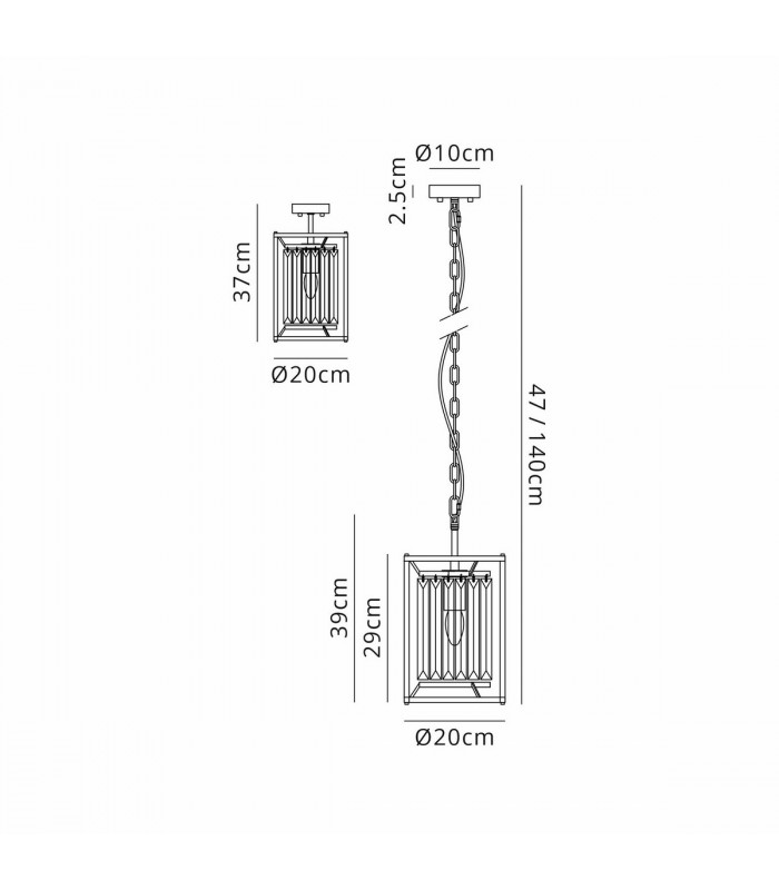 Guilford Ceiling Pendant E27 Satin Black Clear-2