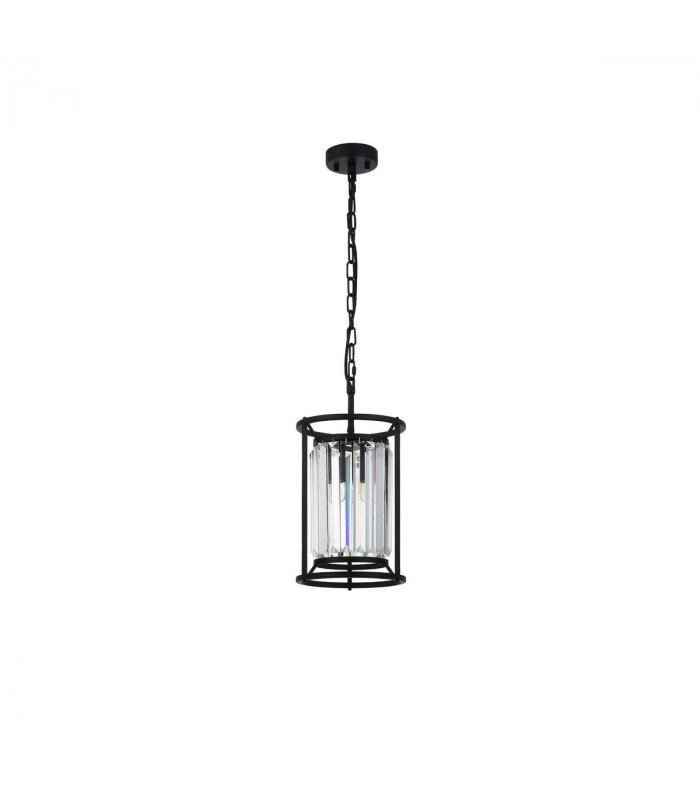 Guilford Ceiling Pendant E27 Satin Black Clear-4