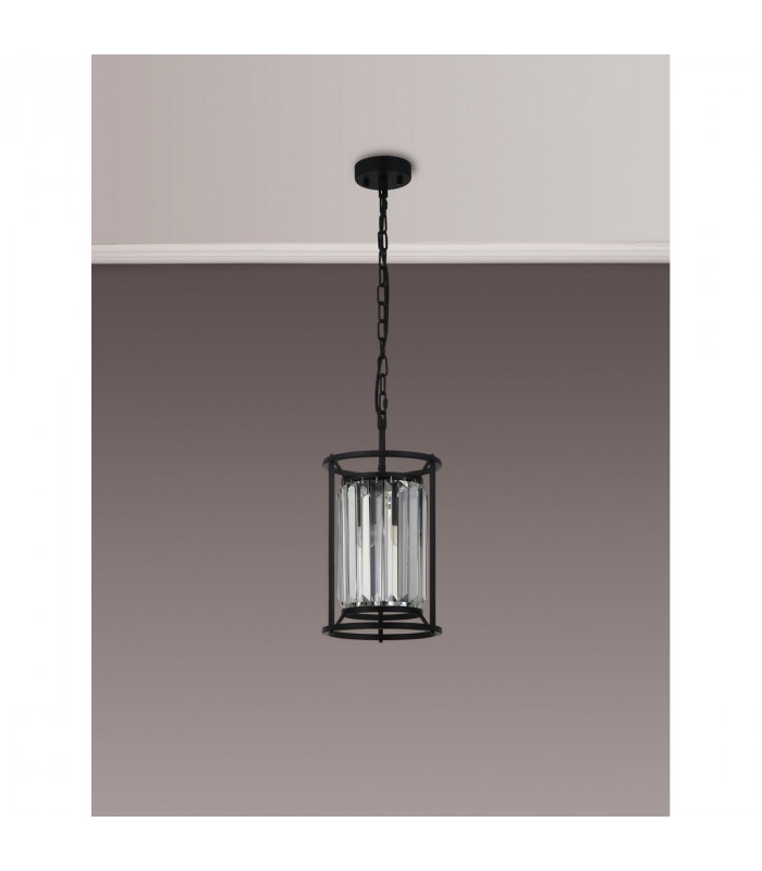 Guilford Ceiling Pendant E27 Satin Black Clear-8