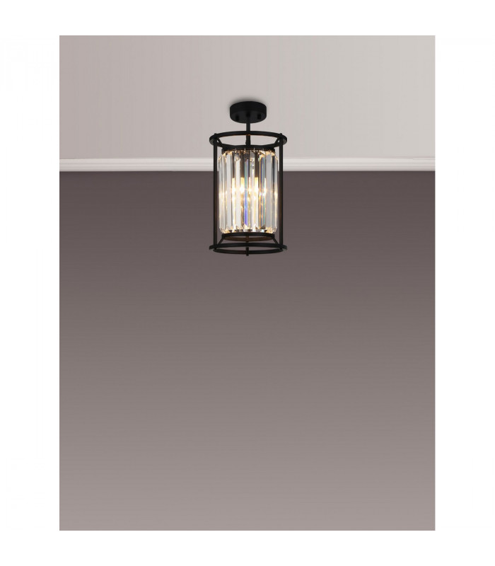 Guilford Ceiling Pendant E27 Satin Black Clear-9