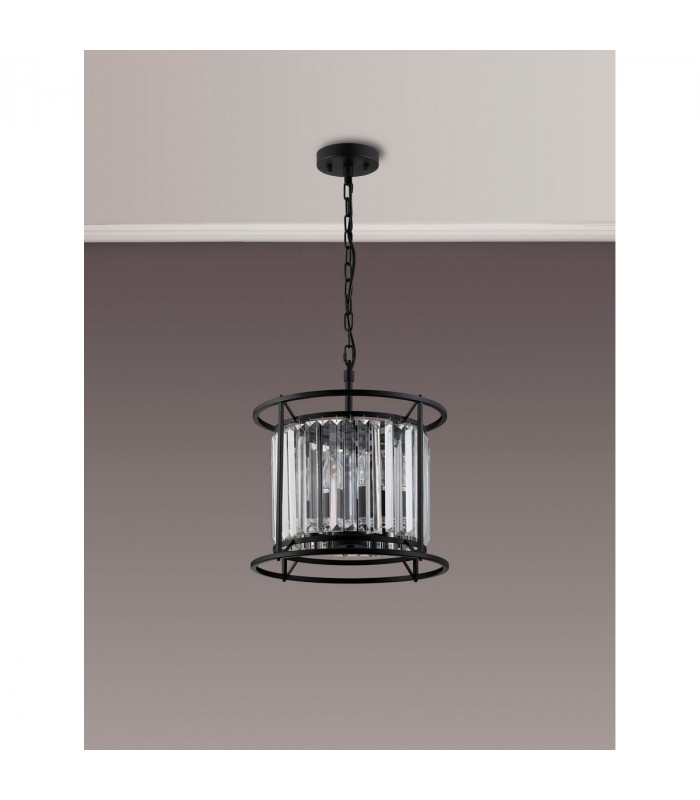 Guilford Ceiling Pendant Semi Ceiling Lamp Convertible 3 Light E14 Satin Black Clear-9