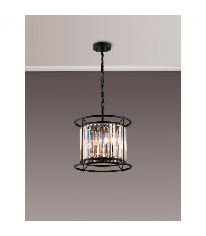 Guilford Ceiling Pendant Semi Ceiling Lamp Convertible 3 Light E14 Satin Black Clear-10