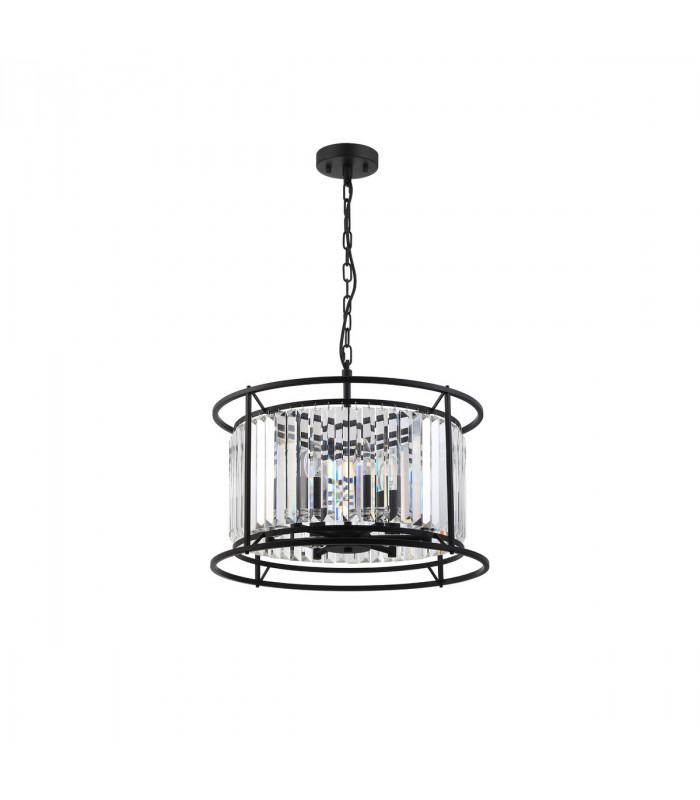 Guilford Ceiling Pendant Semi Ceiling Lamp Convertible 6 Light E14 Satin Black Clear-4