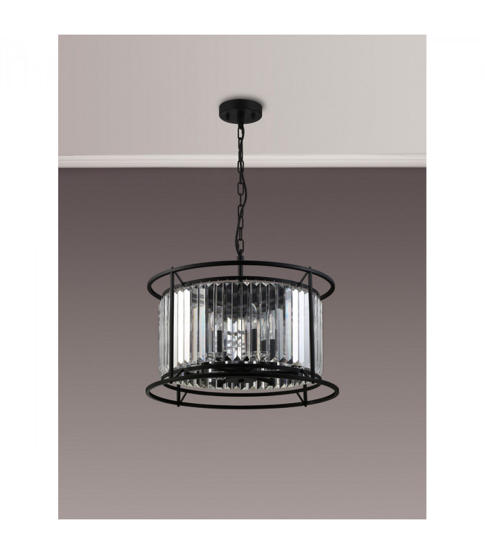 Guilford Ceiling Pendant Semi Ceiling Lamp Convertible 6 Light E14 Satin Black Clear-10