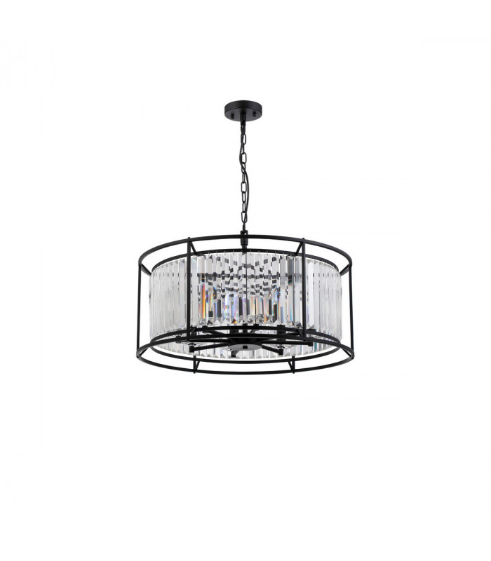 Guilford Ceiling Pendant Semi Ceiling Lamp Convertible 8 Light E14 Satin Black Clear-4