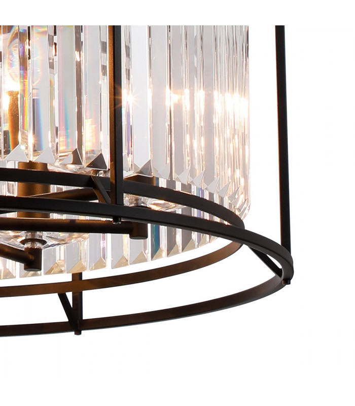 Guilford Ceiling Pendant Semi Ceiling Lamp Convertible 8 Light E14 Satin Black Clear-8