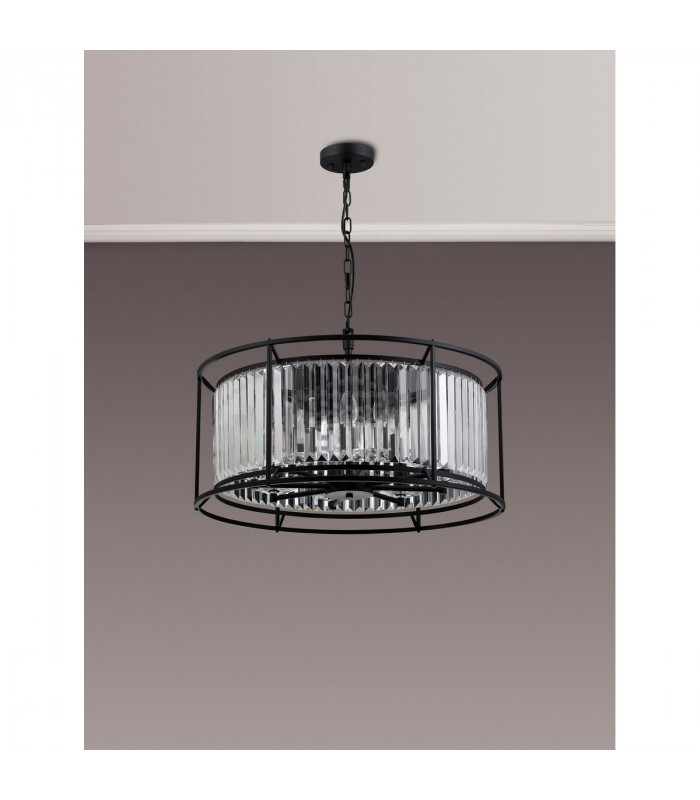 Guilford Ceiling Pendant Semi Ceiling Lamp Convertible 8 Light E14 Satin Black Clear-9