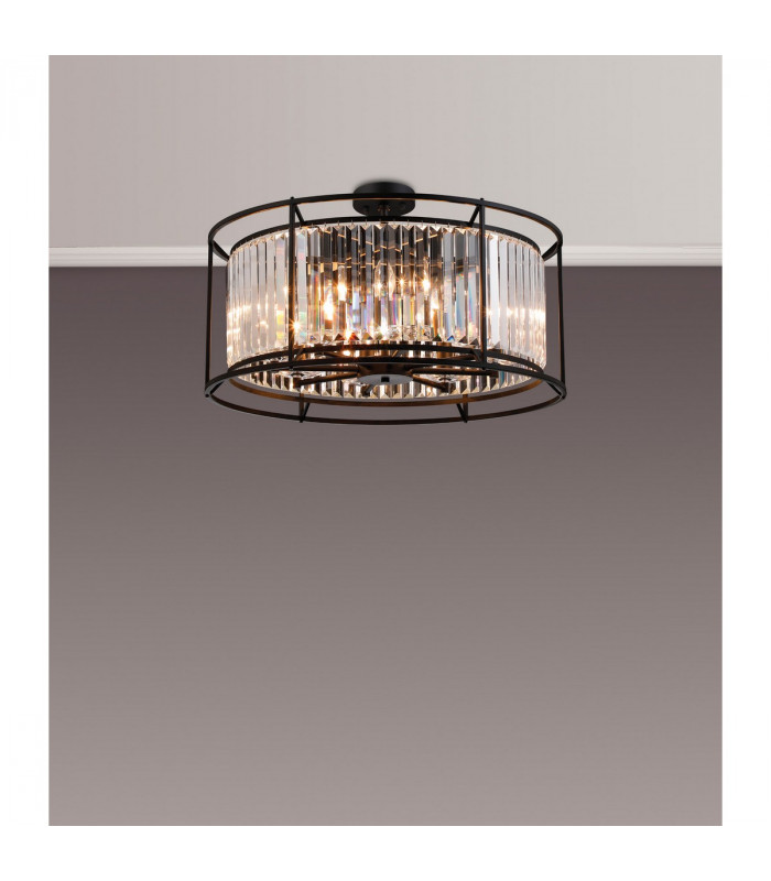 Guilford Ceiling Pendant Semi Ceiling Lamp Convertible 8 Light E14 Satin Black Clear-10
