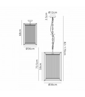 Guilford 2 Tier Ceiling Pendant 3+3 Light E14 Satin Black Clear-2